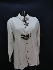 Rozmiar M Koszula ludowa beżowa Len Szlachetna biel Skóra i batony Koszula ludowa TH1533