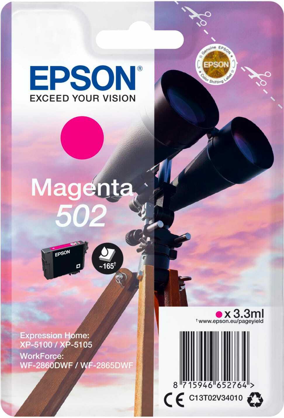 Cartuccia Originale Magenta Epson 502 Ink C13T02V34020