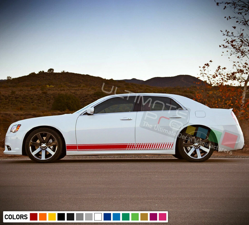 Kit de pegatinas de rayas laterales para Chrysler 300 2015 2016 2017 2018 gráficos superiores techo Foto 2 de 4