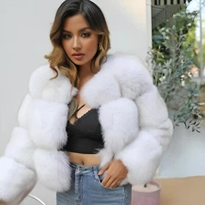 New Short White Real Fox Fur Coats Women Winter Jacket Natural Fur Warm Overcoat