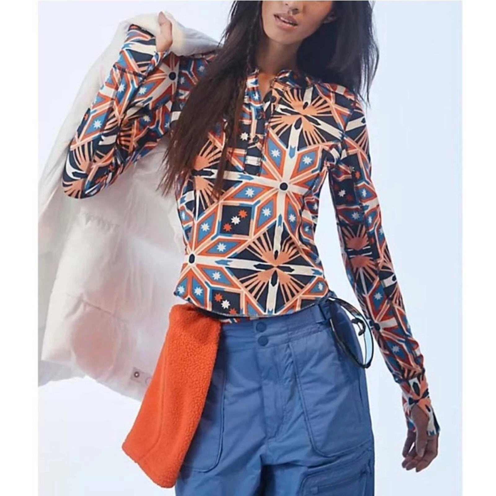 free-people-movement fireside printed long sleeve layer ski shirt