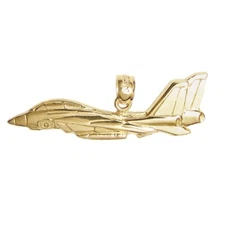 New 14k Gold Fighter Jet Pendant