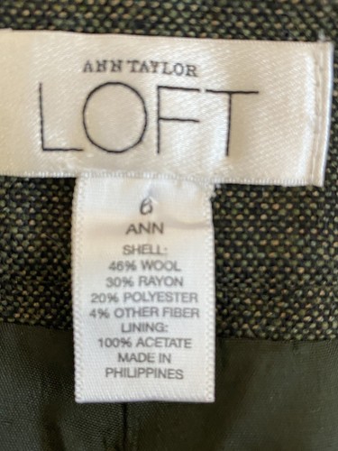 Ann Taylor Women’s Wool Blend Wide Leg Dress Pants 6 Dark Green Black Workwear - Picture 6 of 8