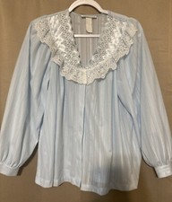 Vintage Pajamas Komar Womans size S 8-10 Made in USA Light Blue With Lace
