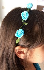 New Blue ROSE Headband Braided Crown Hair Elastic Boho Flower Headband Hair Band
