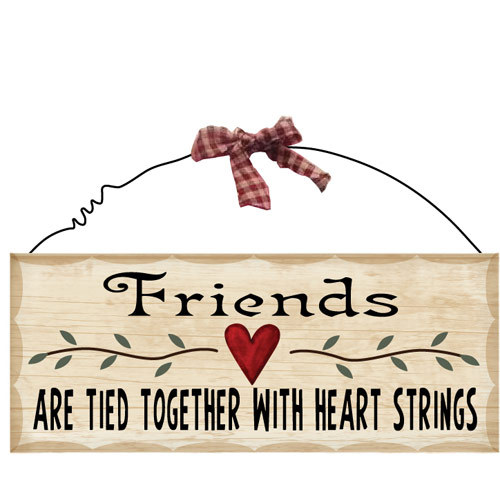 10"x 4" Wood Sign Friends Are Tied Together Heart Wall Hanging Decor Wooden 305 - Picture 1 of 1