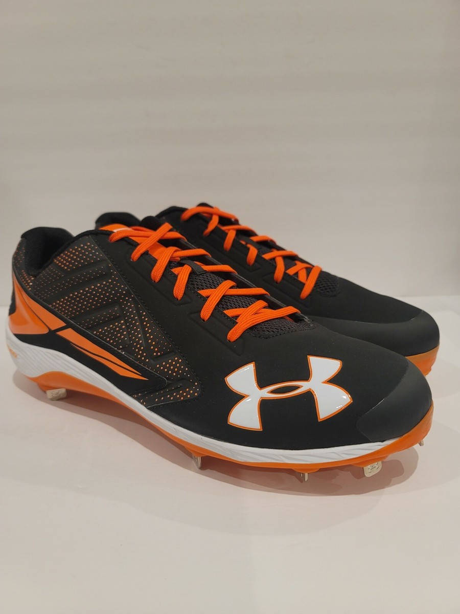 Under Armour Men's baseball cleats Yard Low ST Black Orange Sz16