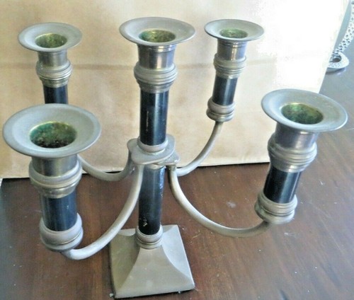 Brass Bronze Gothic Candelabra 4 arm 5 candle holder centerpiece heavy 1900's