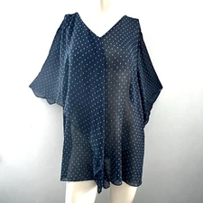 Catherines Womens Blouse 2X Boho Fairy Coquette Sheer Y2K Flirty Flow Summer Art