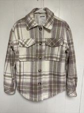 Garage Plaid Vancity Shacket In White Lavender Size Tp Xs