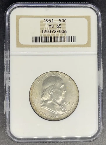 1951 Franklin Half Dollar NGC MS-65, Buy 3 Items, Get $5 Off!!
