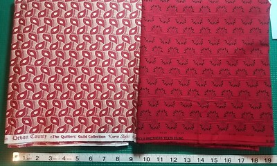 Devon County OR Vintage red & Black leaf Marcus Brothers cotton quilting Fabric