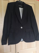 NEXT SIGNATURE WOOL MIX WOMENS - SIZE 14 BLACK SUIT JACKET/ BLAZER - VGC