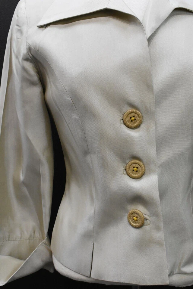 J S Collections Womens Off White Roll Up Cuff Split Three Button Dress Blazer 8 - Image 4 of 4