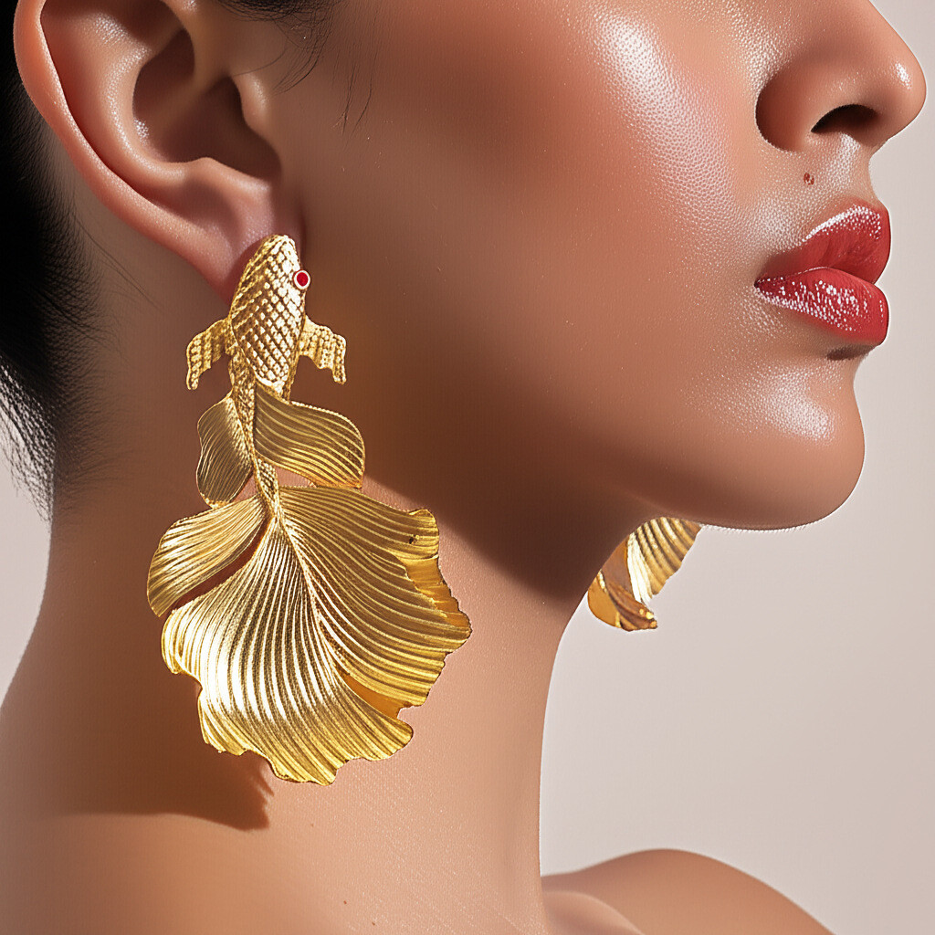 Vintage Goldfish Stud Earrings Simple Fish Jewelry for Women-image