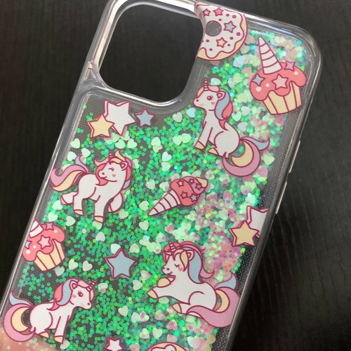 iPhone XR XS 11 PRO MAX - Waterfall Pink Unicorn Liquid Glitter Hearts TPU Case - Picture 9 of 36