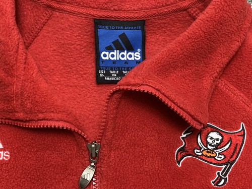 Tampa Bay Buccaneers Vintage Adidas 1/4 Zip Sweater Fleece Pewter Partner XL - Picture 2 of 6