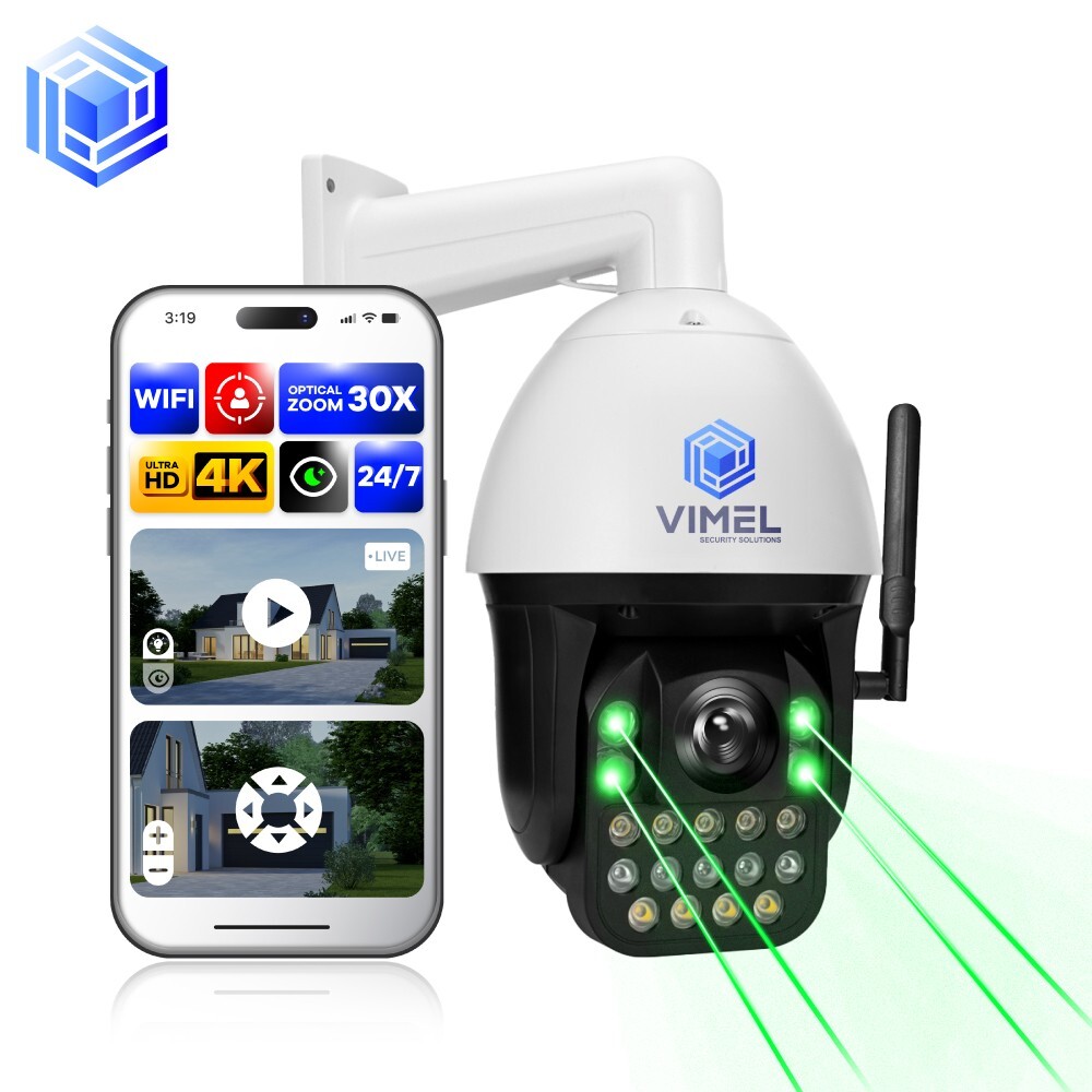 WIFI Security Camera 4K 30X Optical Zoom Human Auto Tracking 360 PTZ LIVE View