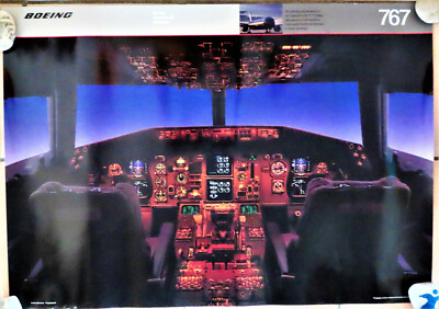 BOEING B767 POSTER COCKPIT H61 x B86cm PLAKAT 1989 AUS SEATTLE BOEING SHOP-USA