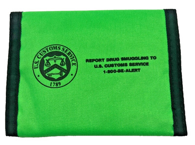 Vintage 90' Neon Green US Customs Service Report Drug Smuggling Wallet