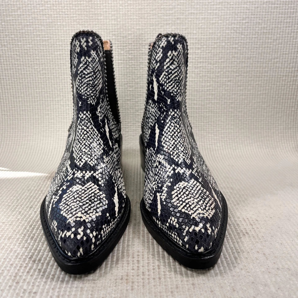 Botines Chelsea Coach Bowery Bead negros blancos de cuero de serpiente para mujer talla 6 Foto 3 de 4