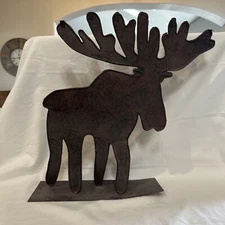Rustic brown metal moose 16in Tall Cabin Decor Outdoor Woodsy