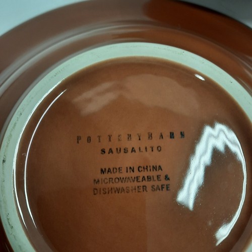 Pottery Barn Sausalito Set Of 6 Burnt Orange/ Brown Pasta Bowls 10 1/4" - Picture 3 of 3