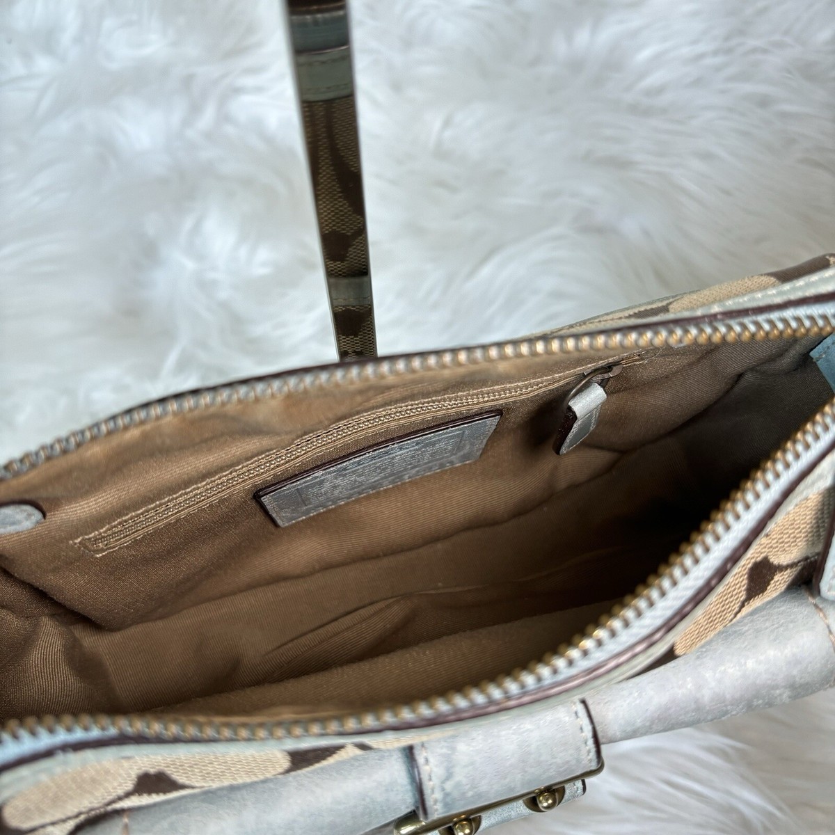 Coach Legacy Bag In Classic Jacquard With Light Blue Leather