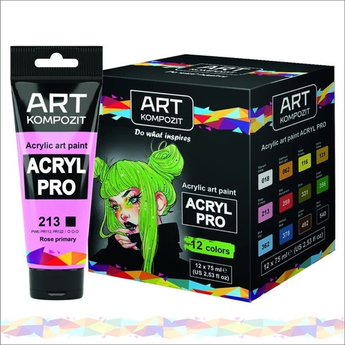 ArtKompozit Heavy Body Acrylic Art Paint, ACRYL PRO Set of 12 x 2.6 fl
