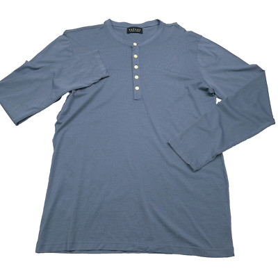 Velvet by Graham & Spencer Alvero Henley T-Shirt Mens Large Cud Blue Long Sleeve