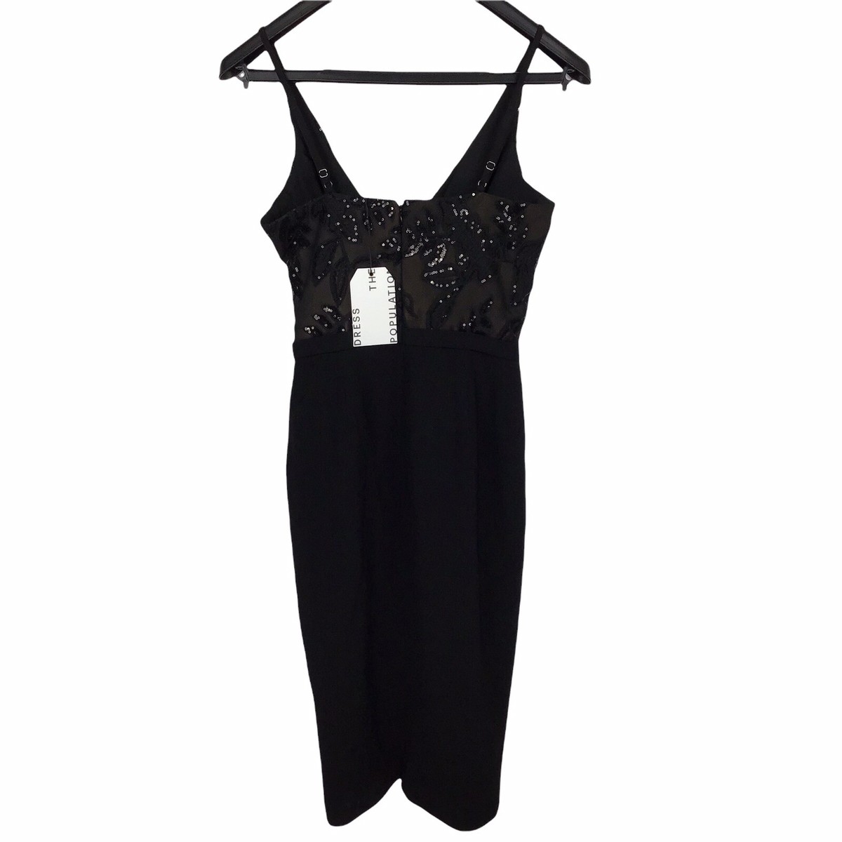 dress the population giulia Dress the Population Giulia Sequin Bodice Crepe Dress, Black, S