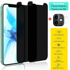 For iPhone 11/12 Pro Max/12 Anti-Spy Privacy Screen Protector+Camera Lens Film