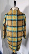 Grace & Oliver Alpaca Wool Coat Uk 10 ~ British Design Check Colourful Overcoat