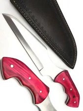 D2 STEEL CUSTOM HANDMADE SHARP BLADE HUNTING BOWIE KNIFE PAKKA WOOD GRIP & COVER