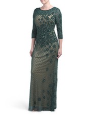 BASIX BLACK LABEL Three-quarter Sleeve Embellished Evening Gown size 8