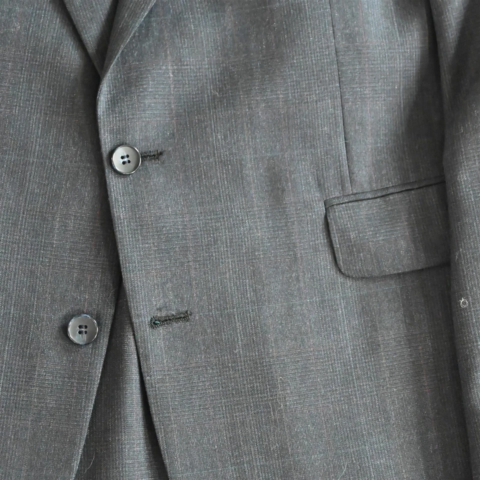 De Colección Stafford 44L 36x34 Azul Cuadros Glenn 100% Lana Hecho en EE. UU. Chaqueta Pantalones Traje Foto 3 de 4