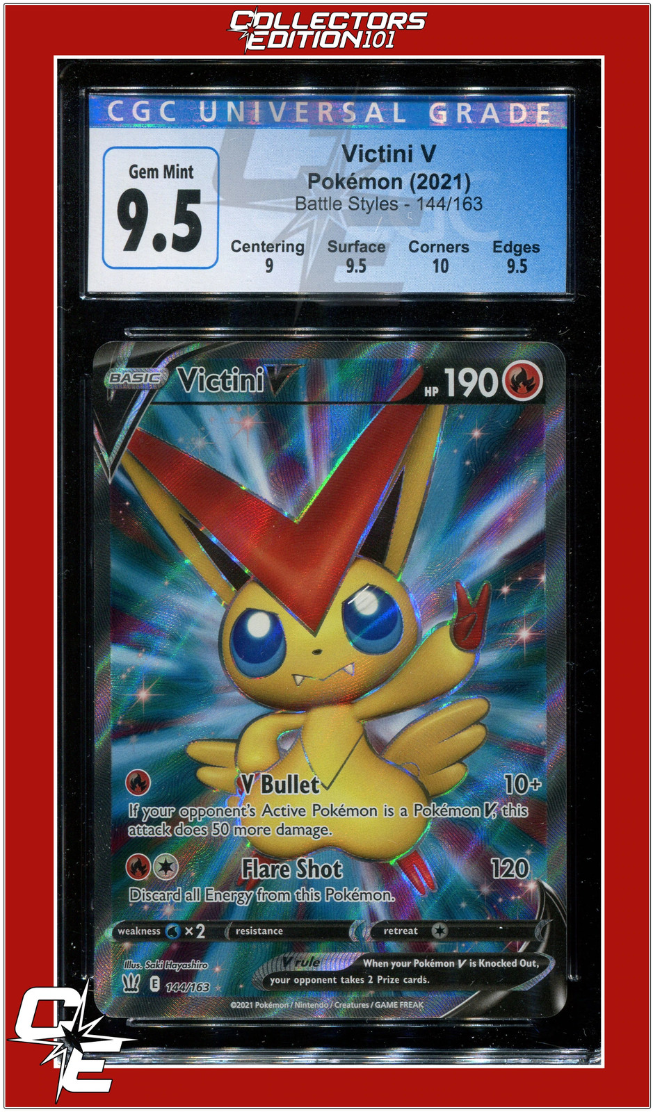 Battle Styles 144 Victini V CGC 9.5 - Subgrades