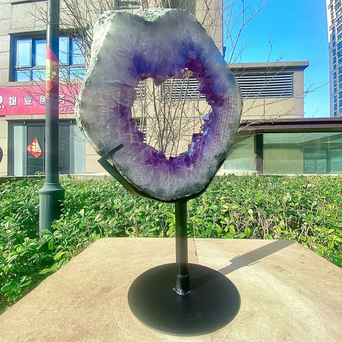 10.21LB Natural Amethyst Cave Crystal Slice Crescent shaped Hand Cut Repai - 第 12/17 張圖片