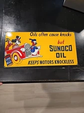 Vintage Sunoco Motor Oils Sign - Disney Dealership Gas Pump Porcelain Sign