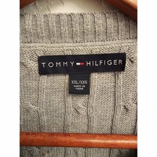 Tommy Hilfiger Sweater Pullover Crewneck Cotton Gray Size XXL/XXG