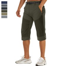 Men's 3/4 Below Knee Capri Pants Quick Dry Lightweight Hiking Cargo Work Shorts