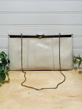 Vintage Etra Leather Clutch/Evening Purse with Gold Drop Chain  Clasp Closing
