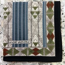 MAN HANKY STRIPED BLUE GEOMETRICS CLASSIC VTG COTTON POCKET ART SQUARE 18   M63