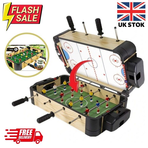 2In1 Combo Game Table Set Wooden Football & Air Hockey Tabletop Game