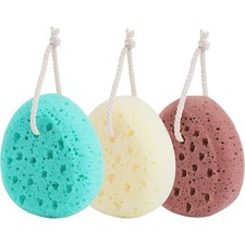 Large Exfoliating Shower Loofah Sponges 3 Pack Body Scrub Wash Poufs for Women