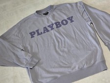 Playboy by PacSun Womens XS Purple Spellout Pullover Oversized Crewneck Pockets