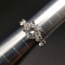 Cubic Zirconia Brilliant Cut 5 Stone 925 Silver Vintage Ring Art Deco