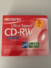 Memorex CD-RW Ultra Speed 5 pack 24x 700 MB 80 Minutes Rewritable 2004