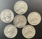 Washington Silver Quarter Lot of 6 - Plus Bonus Silver Quarter- 90% - 👀 (L337)
