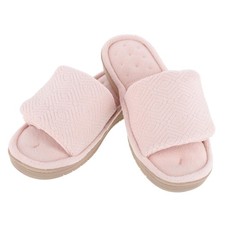 Isotoner Women's Sculpted Terry Adjustable Open Toe Slide Slippers